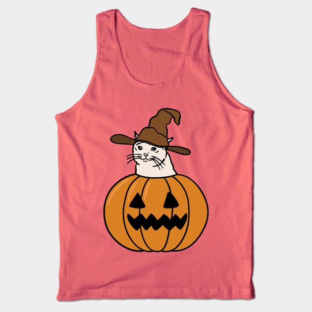 Crying Cat Meme In a Halloween Pumpkin Tank Top by strangelyhandsome